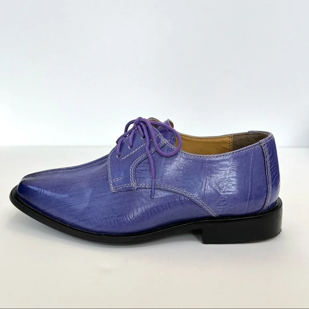 LibertyZeno Jammy Leather Eel Skin Oxford Style Purple Dress Shoes Size 4